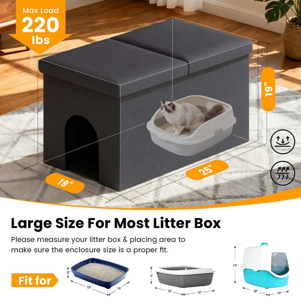 Dark Grey Cat Litter Box Enclosure V693