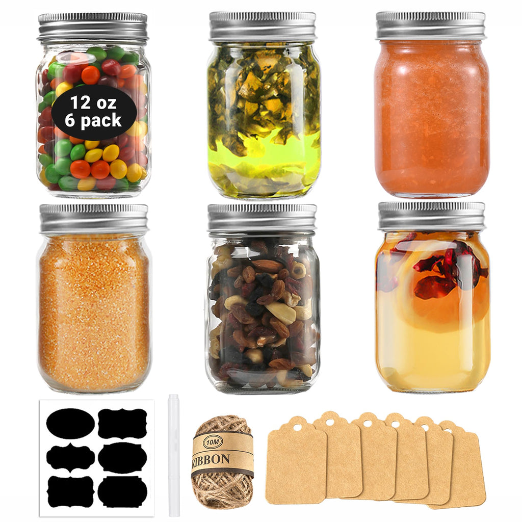 12 oz Glass Canning Jars 6 Pack M7138
