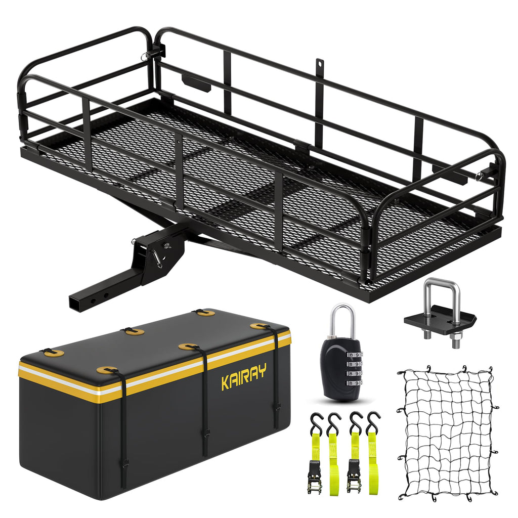 500 Lbs Heavy Duty Hitch Mount Cargo Carrier 60"x24"x14.4" Folding G1707