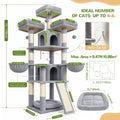 70 Inch Light Grey Cat Tree with Scratching Post U98382