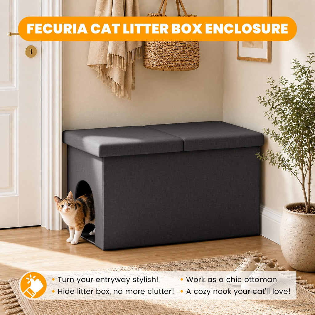 Dark Grey Cat Litter Box Enclosure V693