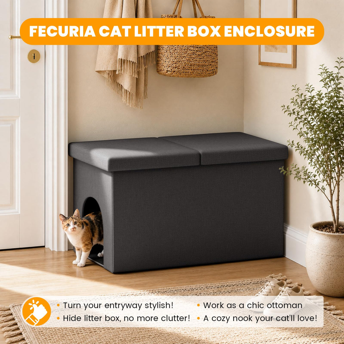 Dark Grey Cat Litter Box Enclosure V693