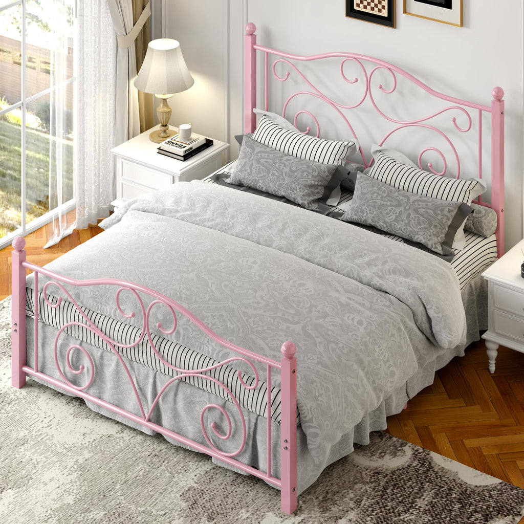 Full Size Metal Bed Frame with Headboard and Footboard V94019