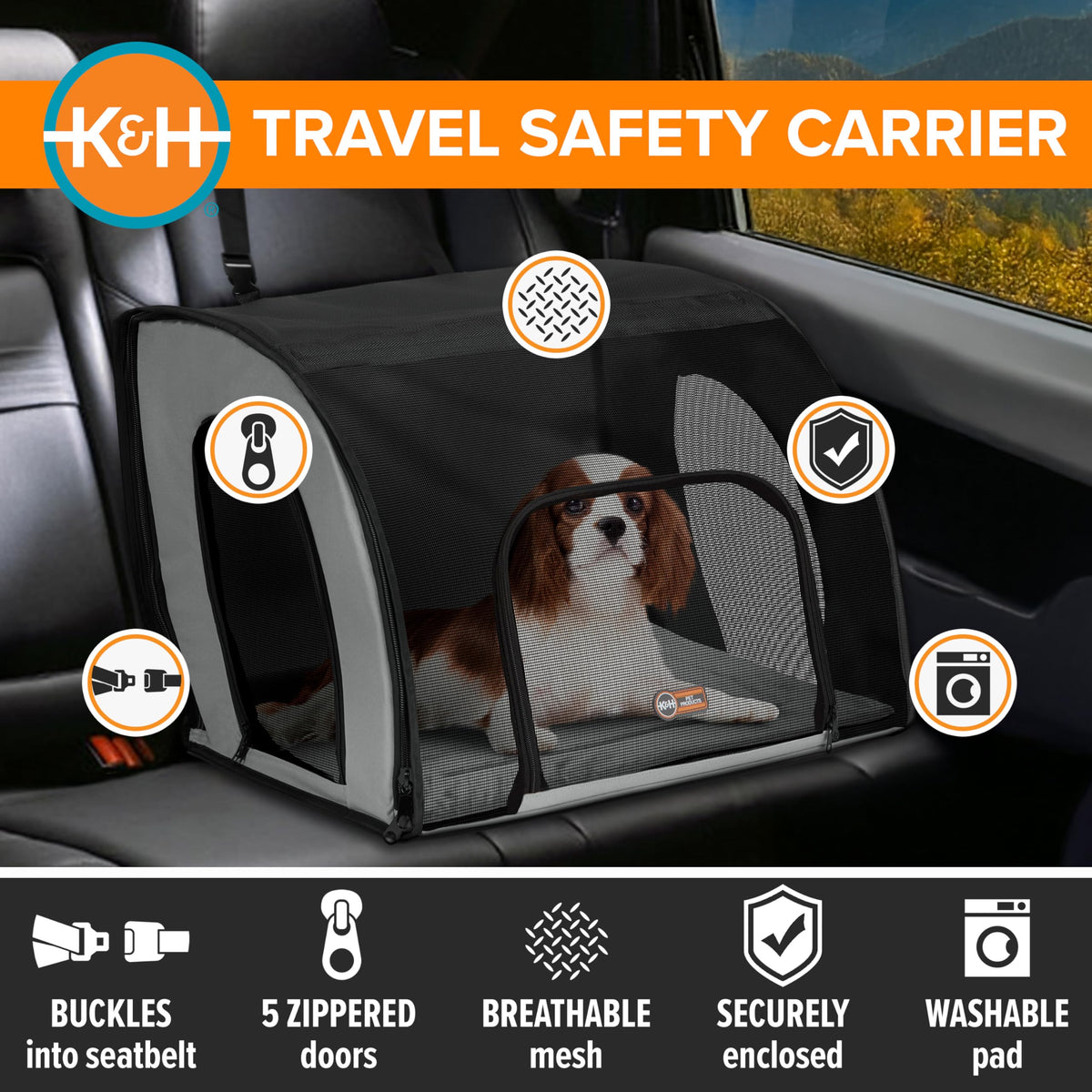 Dog Car Seat, Medium, Gray/Black A603770