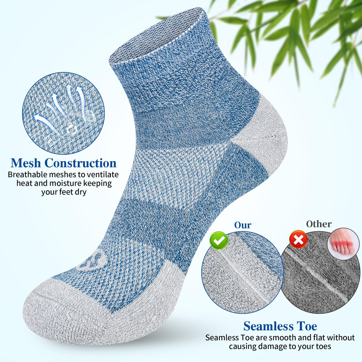 Diabetic Socks for Men, 12 Pairs Ankle & Low Cut Size 9-15 C4847