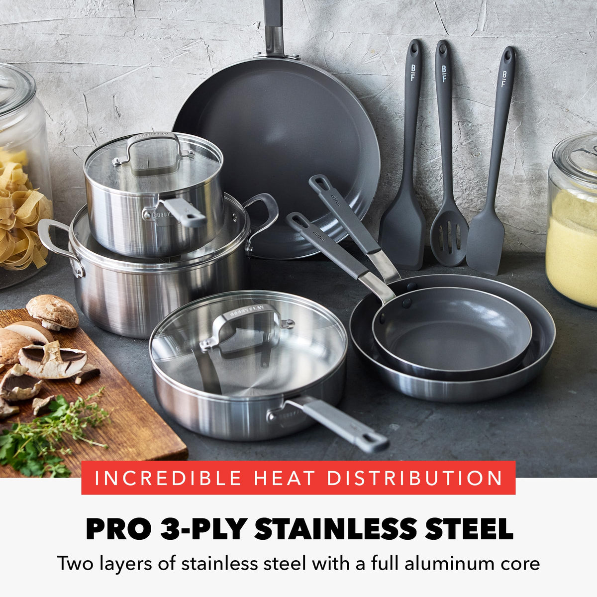 Stainless Steel 12 Piece Nonstick Cookware Set U418